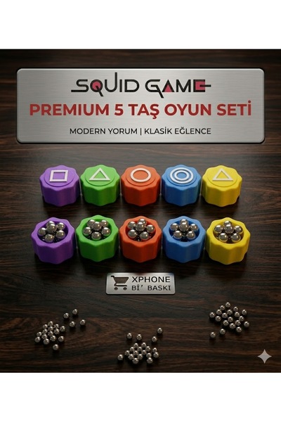 Squid Game |   5 حجر ملون |   غونجي |   كرة معدنية مثقلة |   (بدون صندوق)