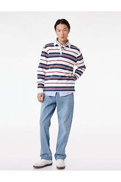 Koton Normal Waist Straight Leg Cotton Vintage Straight Fit Jean Trousers