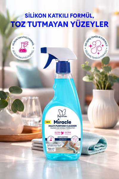Papilion Mucize Çok Amaçlı Silikonlu Temizleyici 750 ml Tozlanmayı Geciktiren...