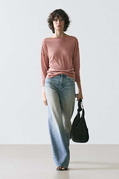 Massimo Dutti Yün keten karışımlı hafif t-shirt