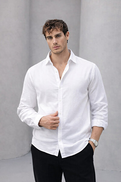 Valiberta Scott – Moderna muška košulja s mekom teksturom, polu-oversize - bela