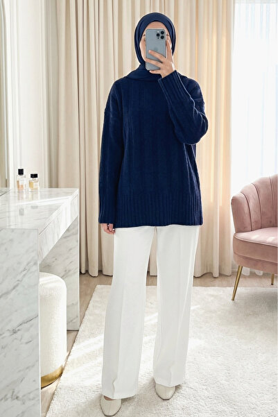 Modamorfo Πουλόβερ με μισό λαιμό Με σχέδιο Yumoş Triko - μπλε ναυτικό