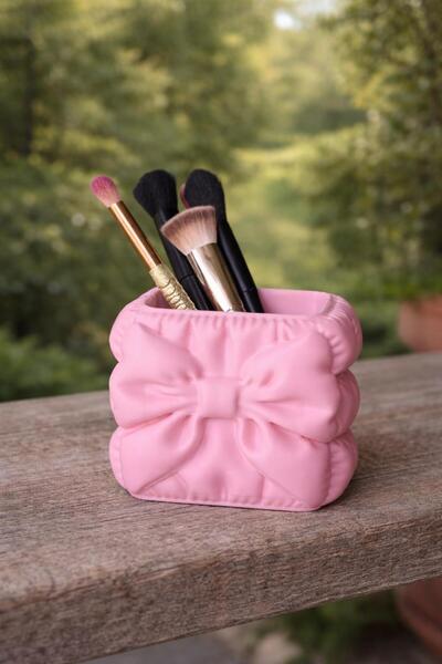 NureStore Bow-Tied Powder Pink Makeup Organizer