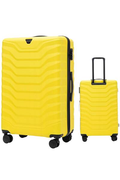 wings Valiză mare rigidă PEAFOWL 97L, design galben și negru