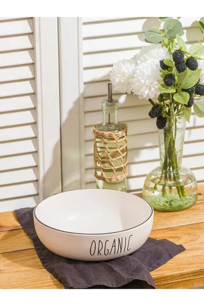 LC Waikiki Siyah Yazı Baskılı Seramik Salata Kasesi 20 Cm (S6)