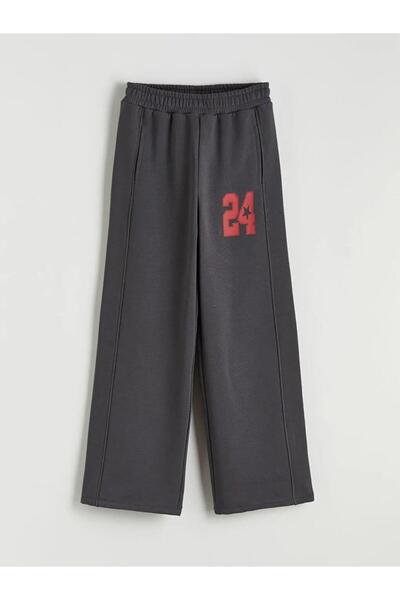 LC Waikiki Pantaloni de trening groși pentru fete cu imprimeu cu talie elasti...