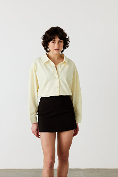 FACETTE oversized Πουκάμισο Ποπλίνα Κίτρινο
