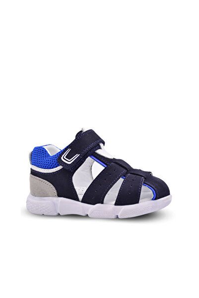 kids A more Flex Velcro Mesh Detailed Genuine Leather Baby Boy Sandals Navy Blue