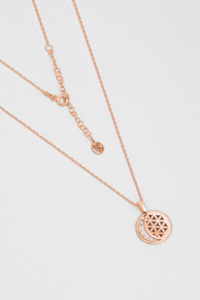 So CHIC... Yaşam Çiçeği 18 Ayar Rose Altın Kaplama 45 Cm Gümüş Minimal Kolye