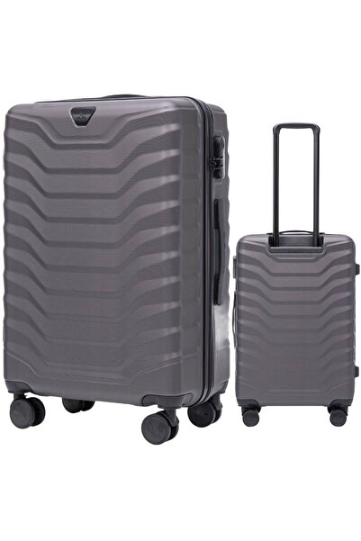 wings Valiză PEAFOWL medie, cu carcasă rigidă, 4 roți, 63L, gri închis
