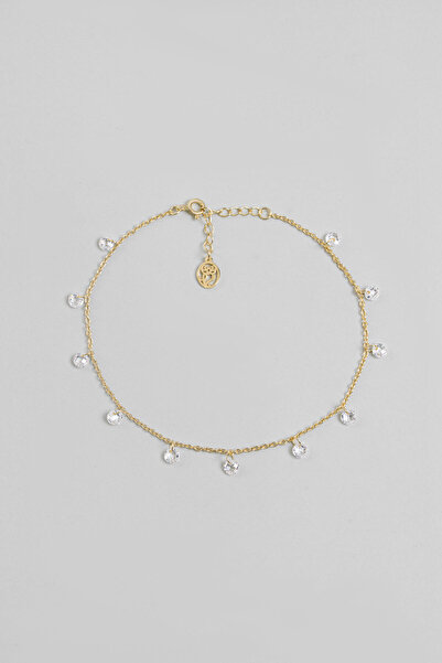 So CHIC... Sallantılı Taşlı 18 Ayar Sarı Altın Kaplama 24 Cm Gümüş Hal Hal