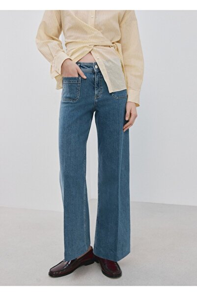 MANGO Woman Wideleg cepli jean pantolon