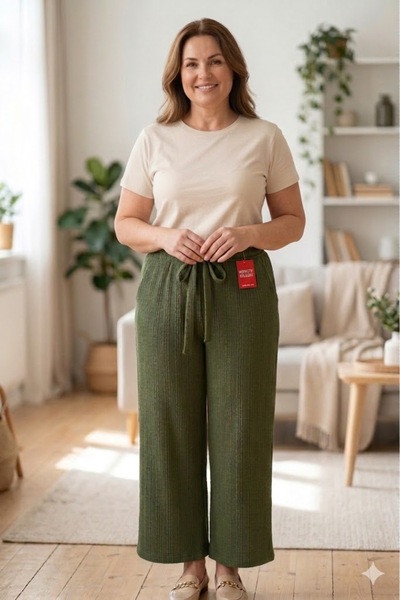 elma abone New Season Plus Size Twisted Elastic Pants