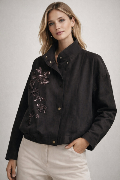 JANNA BUDAK BOUTİQUE Pul İşlemeli Ceket — Çikolata Kahve