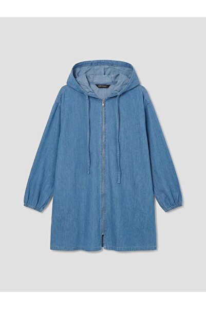 LC Waikiki Indigo Kapüşonlu Kadın Jean Tunik (S6)