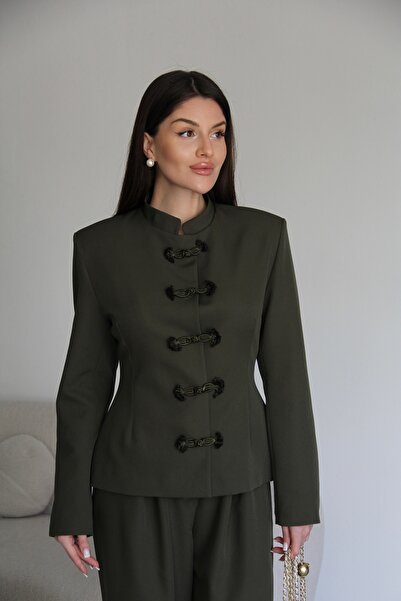 Julidress Χακί Ναπολέον Με βάτες Σετ Σακάκι και Παντελόνι Κορυφαίας Σχεδίασης...