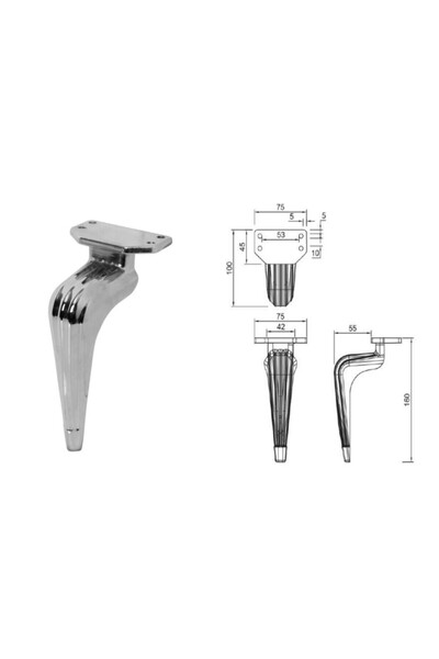 Arm 16cm Işık Metal Ayak Krom Renk Mobilya Ayak