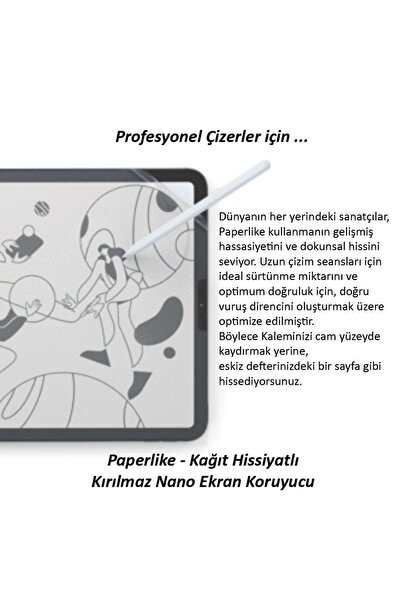 ZMOBILE iPad Air 11" M2 2024 6. Nesil Uyumlu Paperlike Nano Kırılmaz Ekran Koruyucu Kağıt Hissi Paper Like