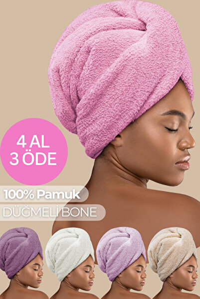 Miss Paris Home Button Elastic Hair Towel - Sušení vlasů pro péči o obličej a...