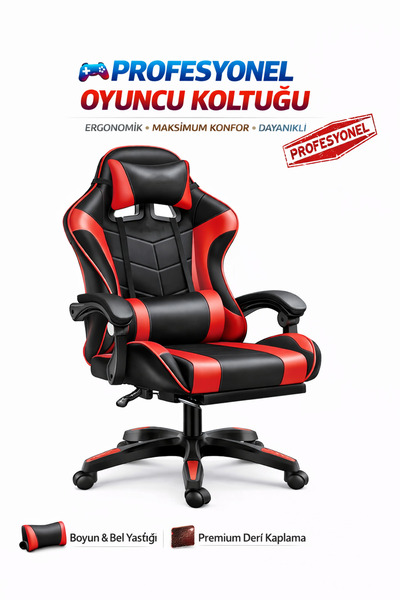 Havana Kırmızı Desen Oyuncu Koltuğu Gaming Chair ergonomik bilgisayar Sandaly...