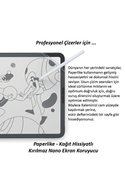 ZMOBILE iPad Air 13" M2 2024 6. Nesil Uyumlu Paperlike Nano Kırılmaz Ekran Koruyucu Kağıt Hissi Paper Like