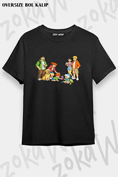 ZOKAWEAR تيشيرت مطبوع بتصميم فريد للجنسين ذو تصميم كبير الحجم