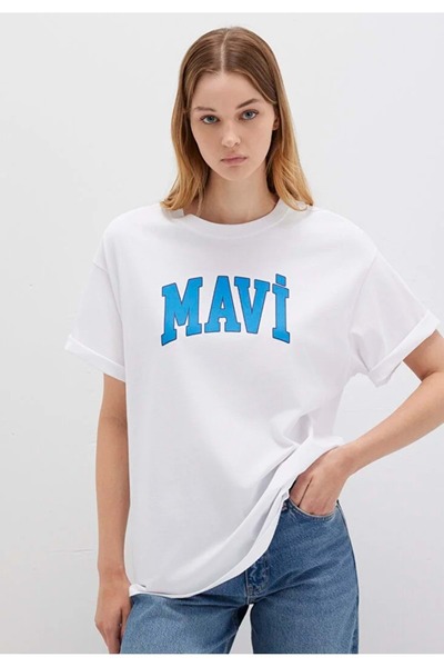 Mavi M1600843 Λογότυπο με τύπωμα T-Shirt Γυναικείο μπλουζάκι ΛΕΥΚΟ