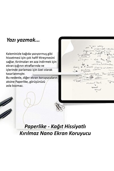 ZMOBILE iPad Air 11" M2 2024 6. Nesil Uyumlu Paperlike Nano Kırılmaz Ekran Koruyucu Kağıt Hissi Paper Like