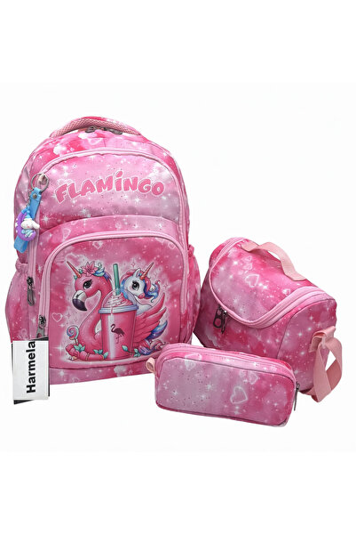 Harmela حقيبة مدرسية للبنات باللون الوردي، طقم من 3 قطع، حقيبة مدرسية ابتدائي...