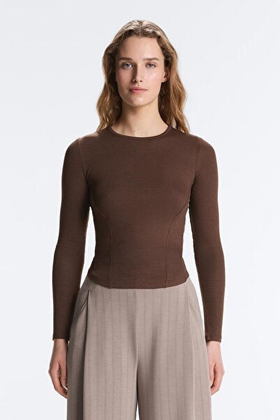 Oysho Long sleeve rib T-shirt with cotton and modal
