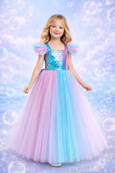 Peonia Kids Costum de sirenă, rochie colorată pentru fete, rochii de seară pe...