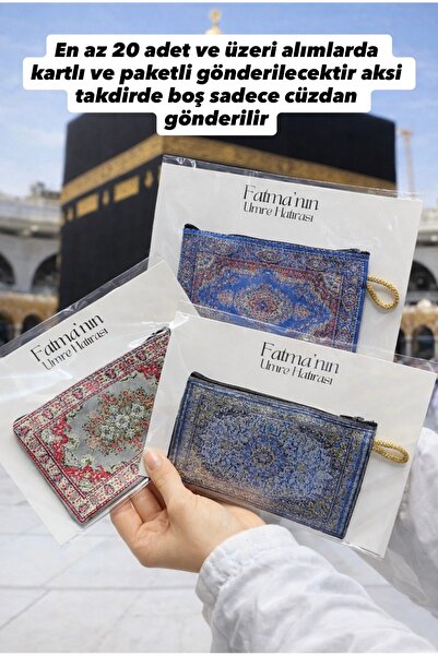 FİORE HEDİYELİK Umre Hatırası Etnik Desenli Hediyelik Cüzdan – 10’lu Set (Ram...