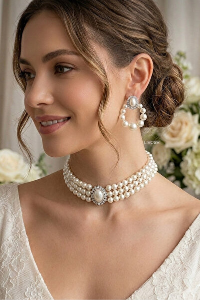 LIVOSH مجموعة قلادة من اللؤلؤ من تصميم Special Day مكونة من قطعتين