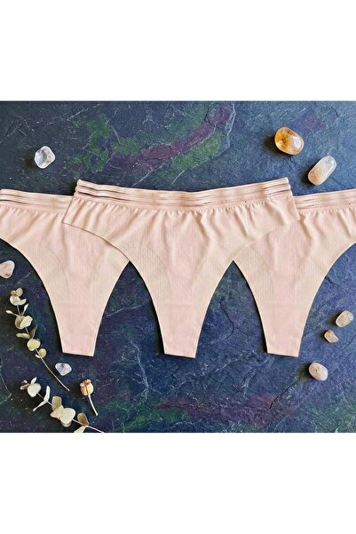 F.K f.kKadın 3'lü Paket Lazer Kesim Dikişsiz String Külot Seti - İz Yapmayan ...