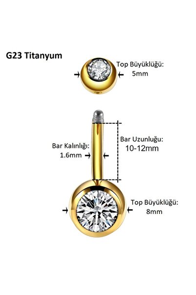 agbtasarım %100 G23 Titanyum "sıngle", "lower", "double" Şeffaf Taşlı Altın R...