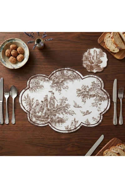 Solterra Design 2 Parça Fransız Köylü Nakışlı Bulut Amerikan Servis Takımı (2...