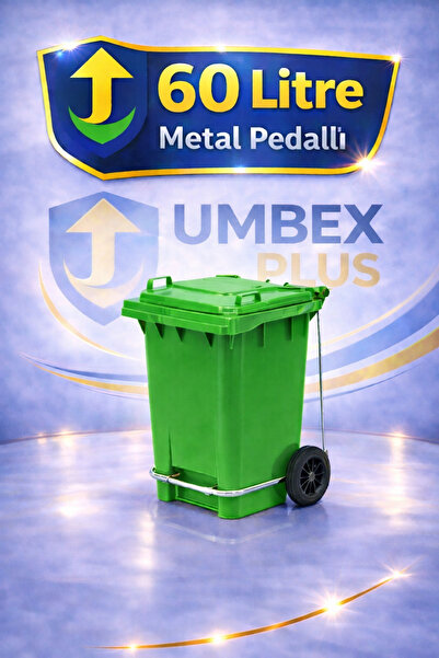 UMBEX PLUS Metal Pedallı Çöp Konteyneri 60 Litre Konteyner ve 20 Adet Çöp Poş...