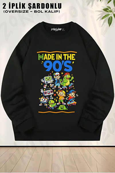 ZOKAWEAR سويت شيرت يونيسكس من توي ستوري 90's مطبوع قصة فضفاضة برقبة دائرية