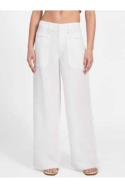 Guess بنطلون كتان واسع الساقين