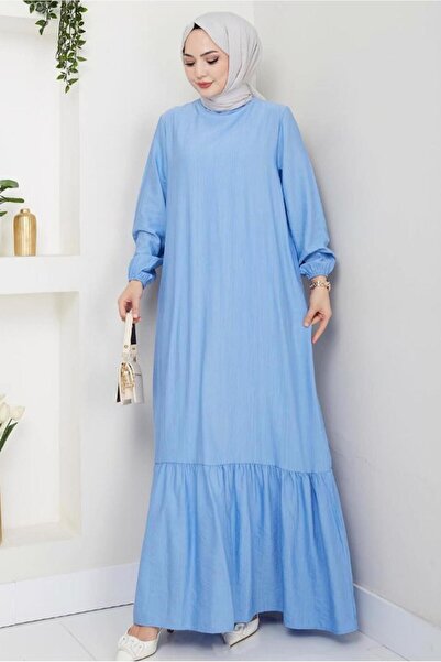 TRENDTESETTÜR KADIN MAVİ SALAŞ ELBİSE T 1990