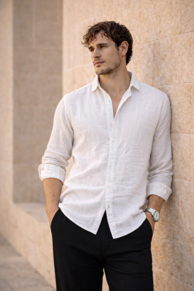 Valiberta Cămașă pentru bărbați din țesătură de muselină, cu jumătate de mări...