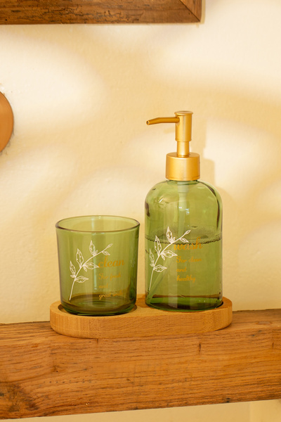 Rakle Виола дървена стойка за баня, зелена, 420 мл