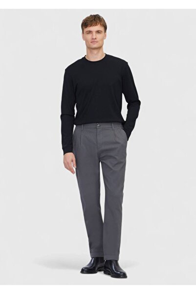 Ramsey Gray Plain Woven Jogging Fit Casual Cotton Blended Trousers