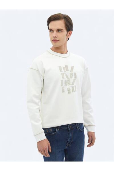 Kip Φούτερ διπλής όψης με στάμπα εκρού με λαιμόκοψη