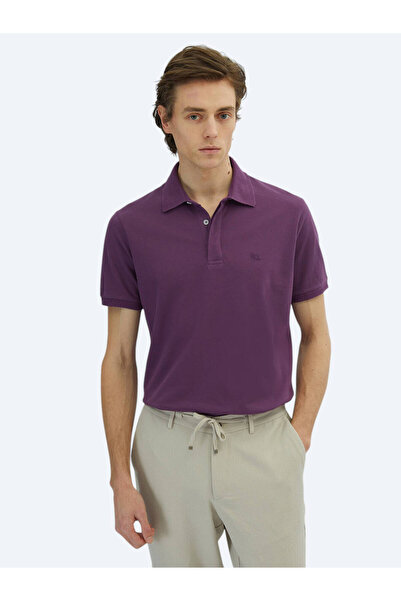 Kip Majica Mor Duz Polo Yaka% 100 Pamuk