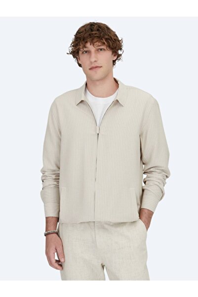 Kip Cămașă overshirt țesută, bej, cu potrivire normală