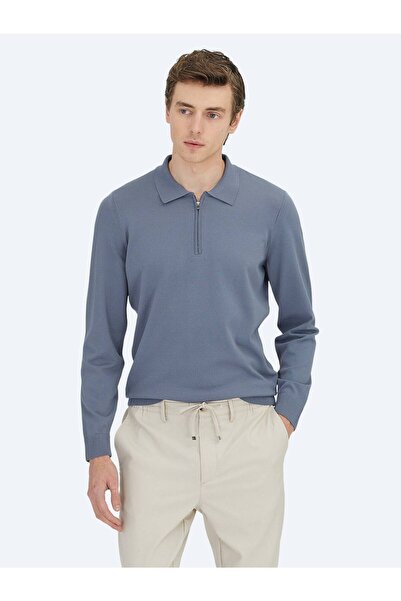 Kip Πλεκτό πουλόβερ με λαιμόκοψη μπλε αεροπορικής εταιρείας