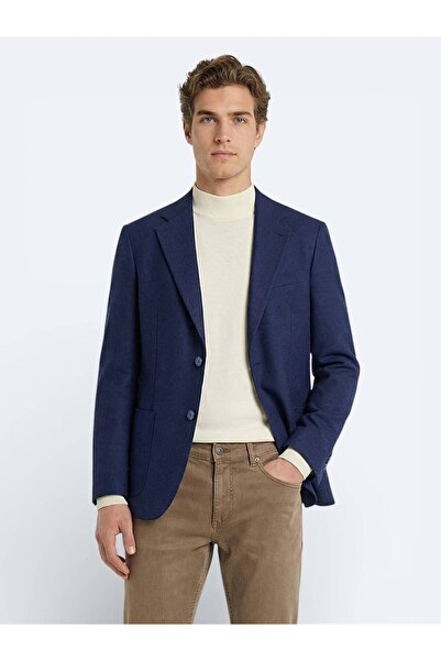 Kip Indigo Patterned Wool Blend Jacket