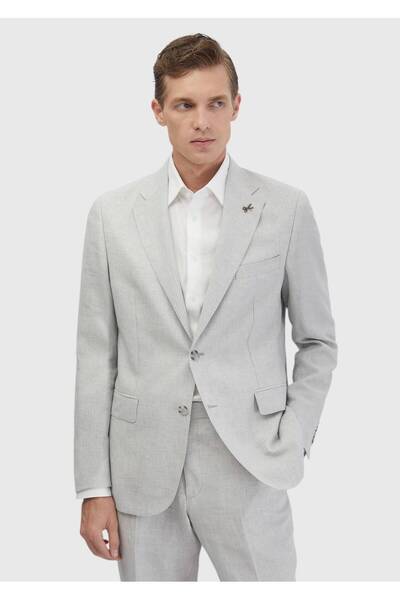 Ramsey Açık Gri Zeroweight Slim Fit Yün Karışımlı Takım Elbise