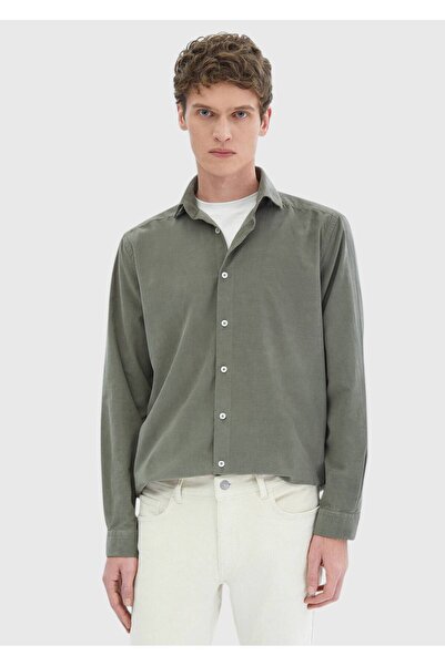 Ramsey Ανοιχτό πράσινο μονόχρωμο Casual Fit Woven Velvet Casual 100% βαμβακερ...